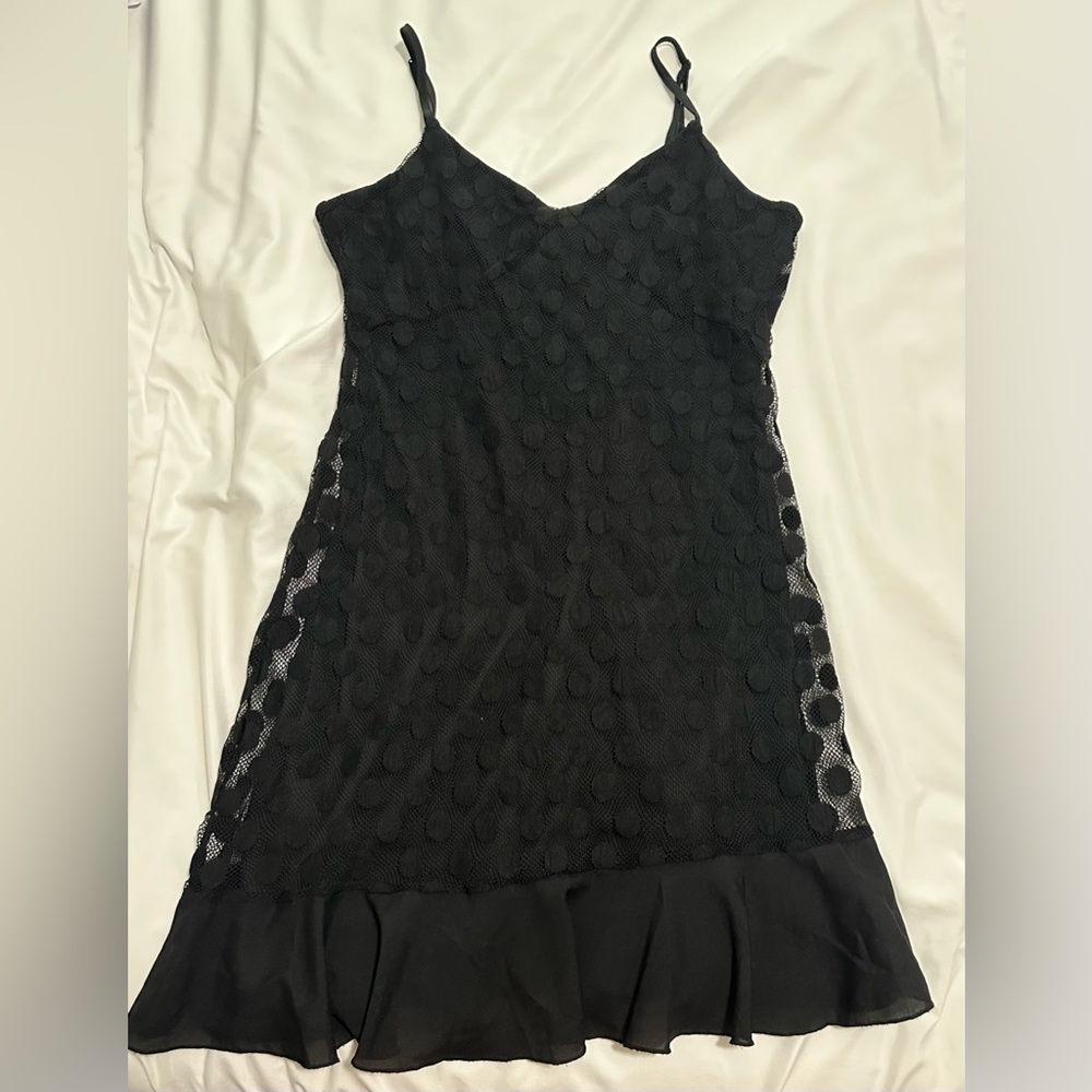 Elegant Black Leola Couture Mini Dress – Size Medium, Lace Lined